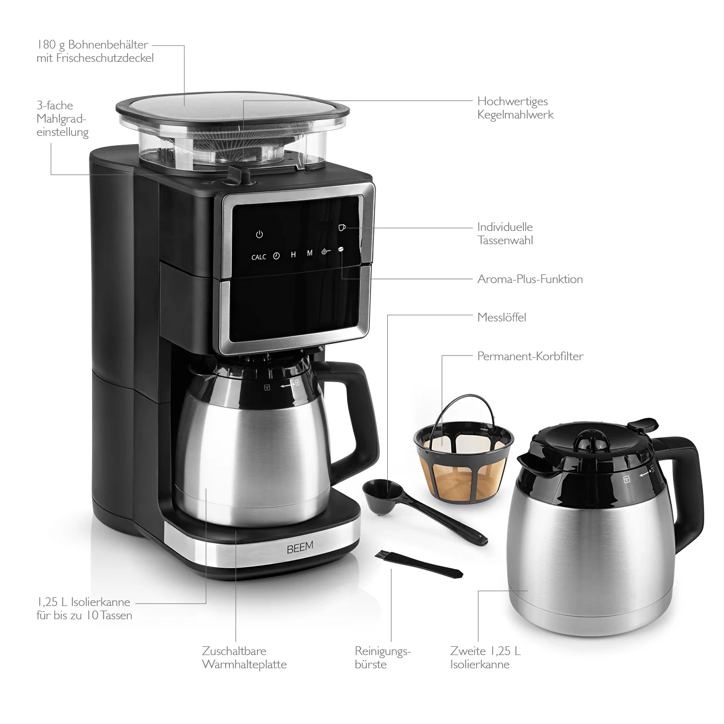 2025 BEEM FRESH-AROMA-PERFECT III – Cafetière à filtre avec broyeur – 2 carafes isothermes