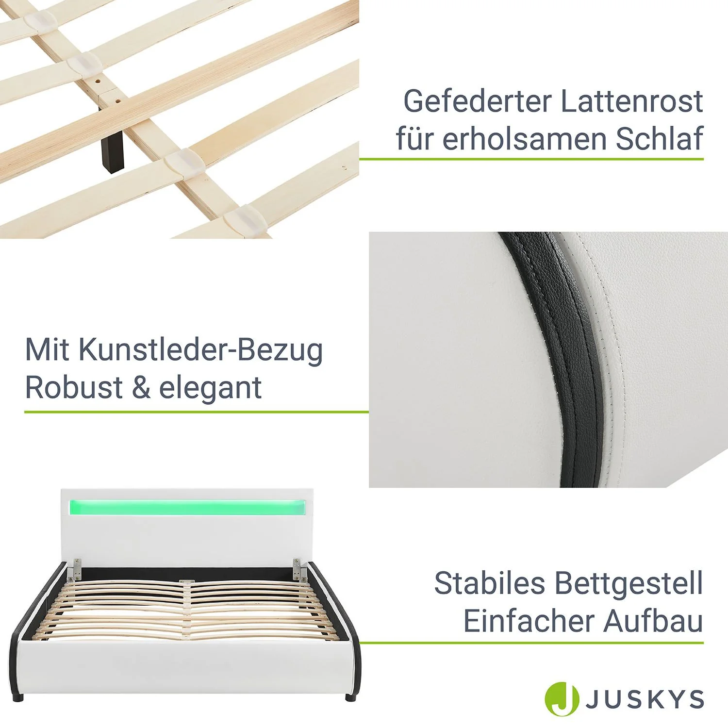 Lit capitonné Séville 2025, 140 x 200 cm, blanc