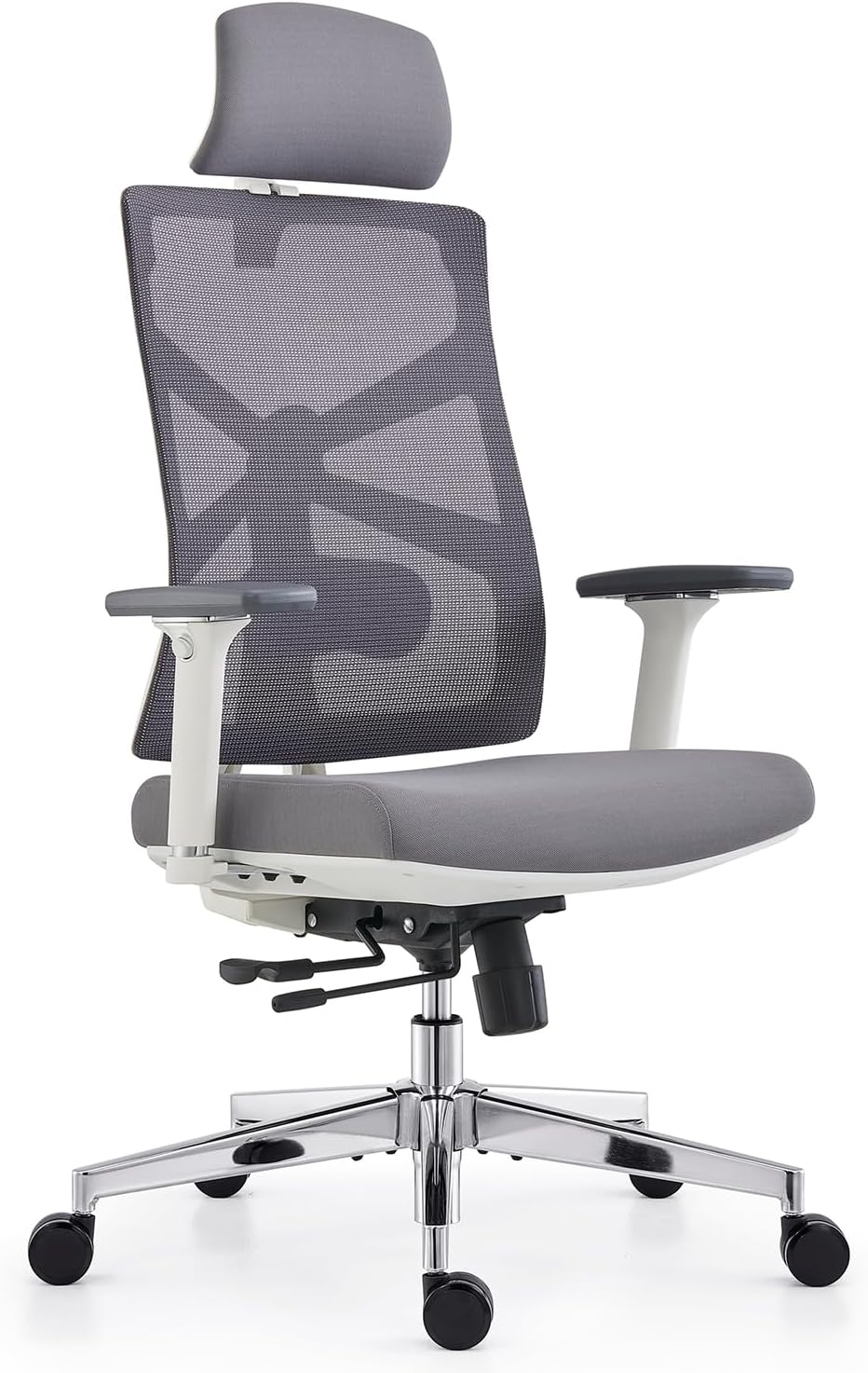HOLLUDLE Ergonomischer Bürostuhl mit adaptiver Rückenlehne, hoher Rückenlehne, 4D-Armlehnen, verstellbarer Sitztiefe, Lendenwirbelstütze und 2D-Kopfstütze, Schwarz