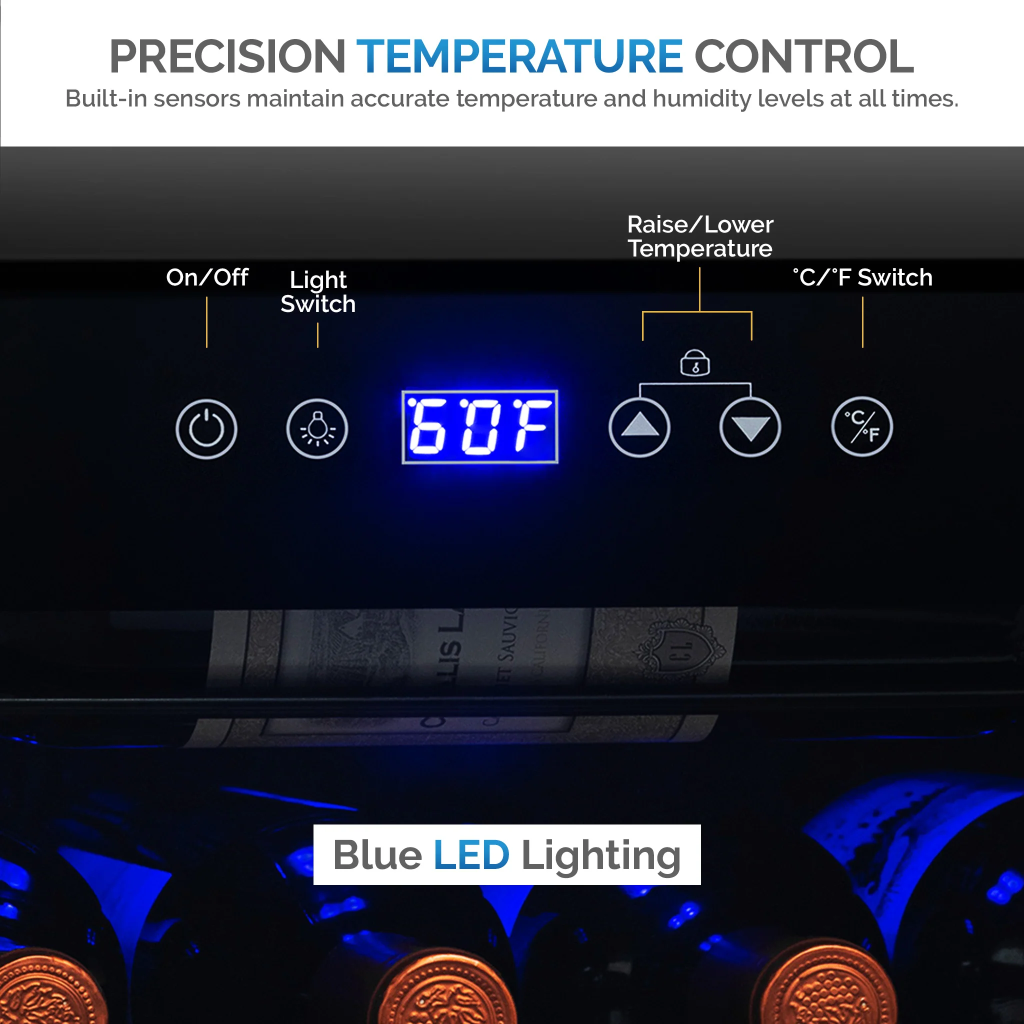 2025 Newair® Fritstående vinkøleskab i rustfrit stål – 33 flasker – 18,9