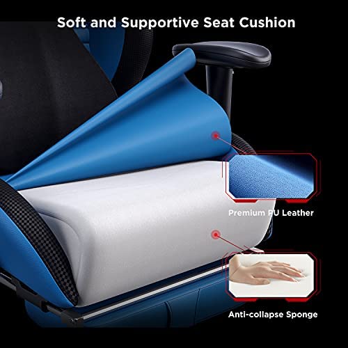 AutoFull Gaming-Schreibtisch- und Bürostuhl mit ergonomischer Lendenwirbelstütze, Rennstil, PU-Leder, verstellbarer Drehstuhl mit hoher Rückenlehne für PC