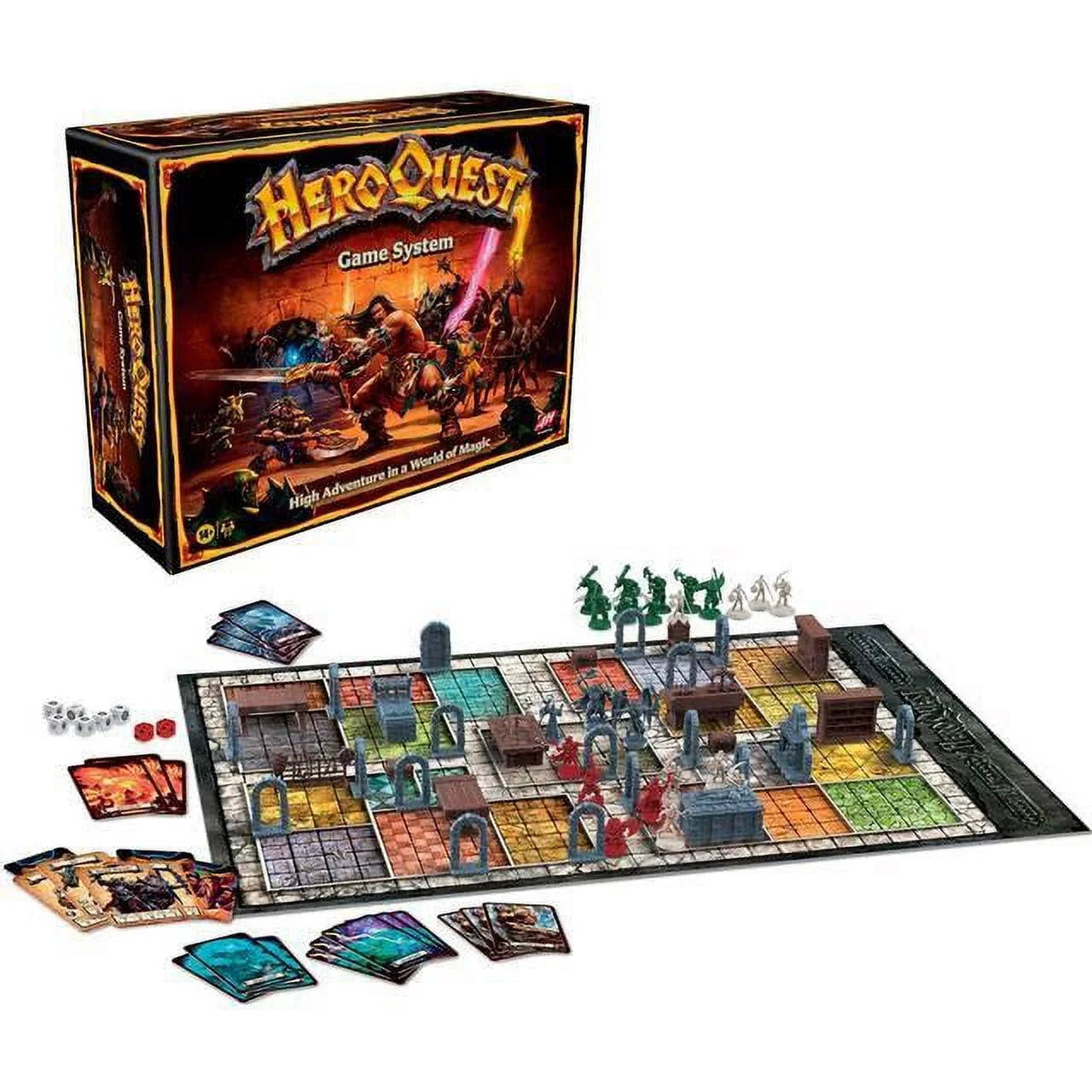 Hasbro Gaming Avalon Hill HeroQuest, jeu de plateau d'aventure fantastique dans un donjon pour 2 à 5 joueurs, à partir de 14 ans.