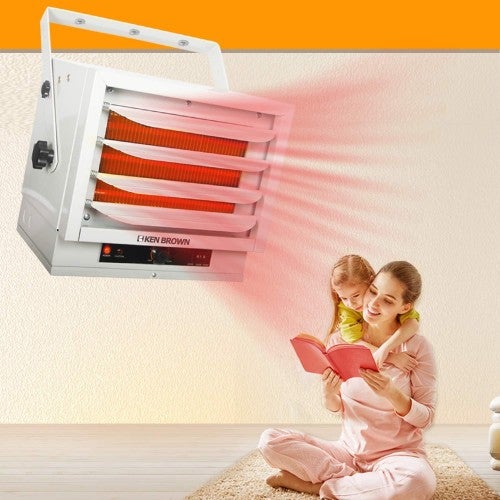 Chauffage de plafond à air pulsé Ken Brown 3 000/4 000/5 000 W avec deux boutons de commande pour garage, atelier, entrepôt ou zone de stockage, certifié ETL