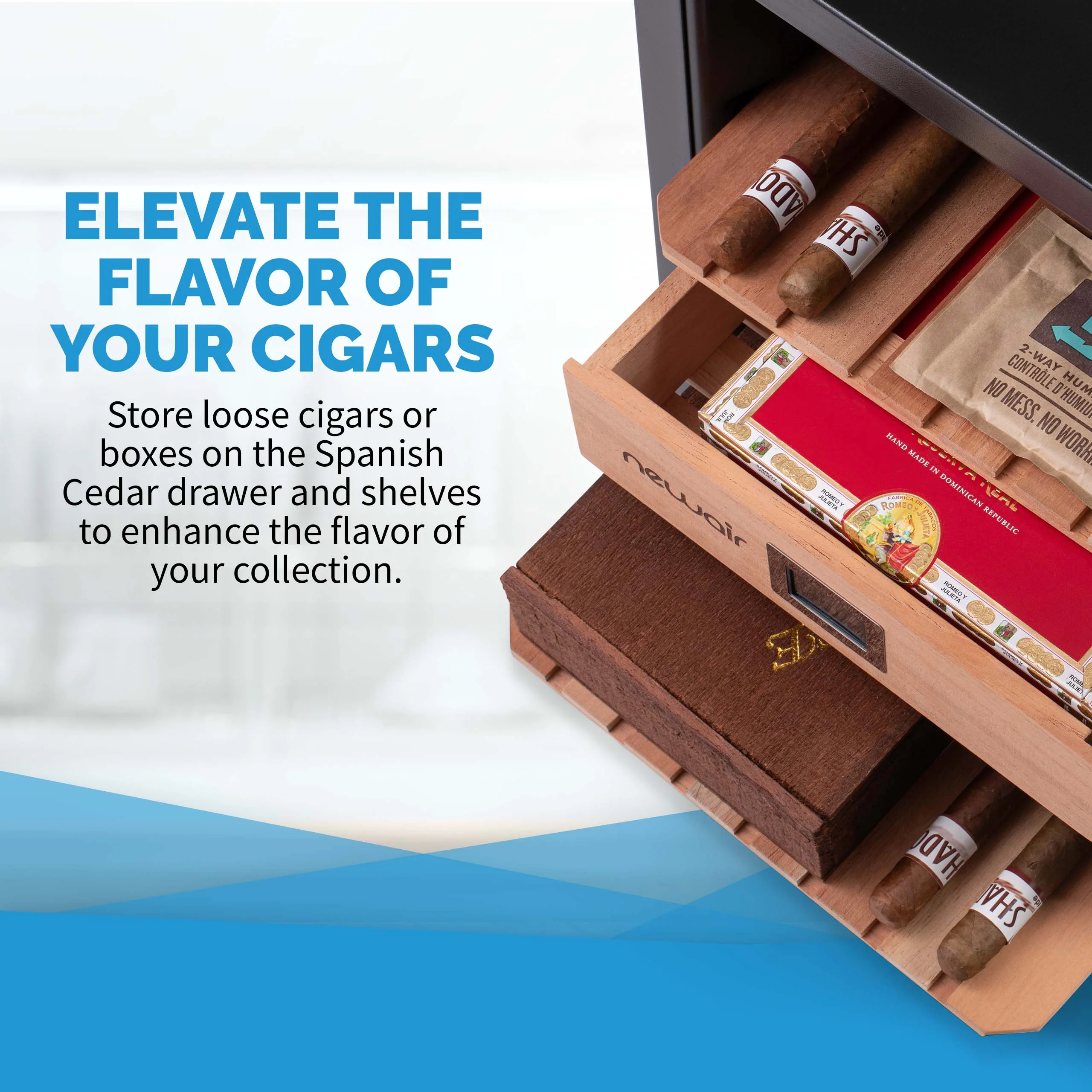 Cave à cigares électrique Newair® 2025. Capacité : 250 cigares.