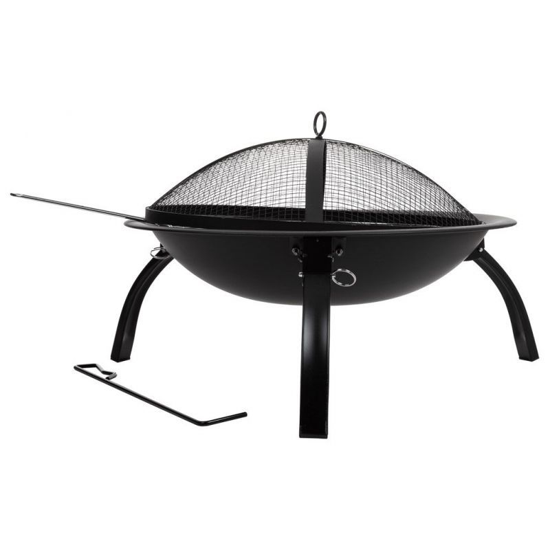Metall-Außengrill mit Grillrost – Schwarz