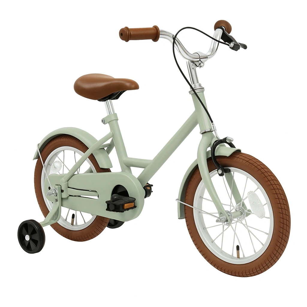 Vélo enfant 16 pouces en métal vert clair avec selle marron - MAPhavWy83yd