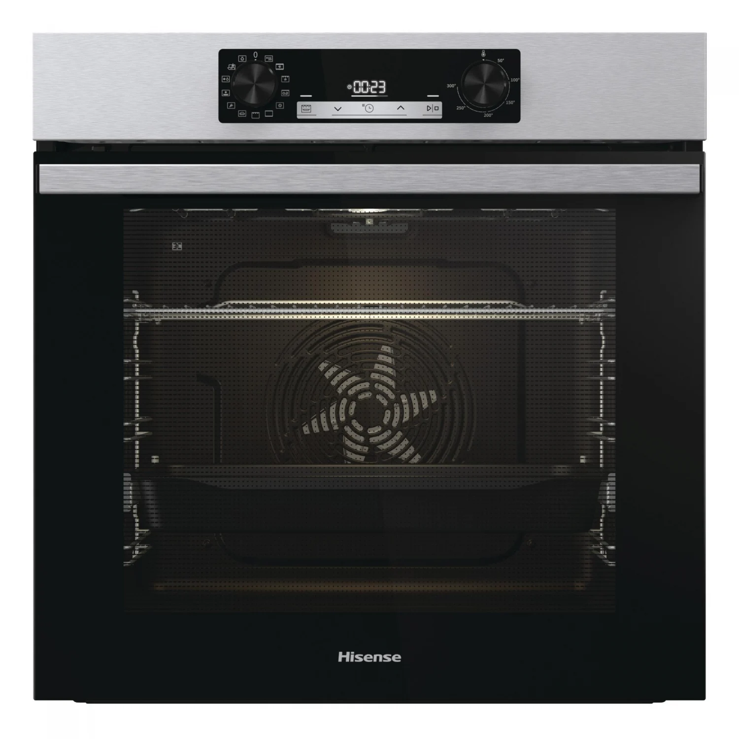 Hisense BI64213E14PX Multifunktionsbackofen, 3,5 kW, 77 l, Klapptür, 4 Kochfunktionen, Energieeffizienzklasse A+ – Edelstahl