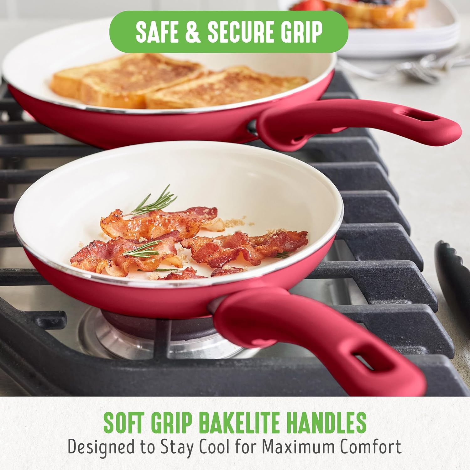 GreenLife Soft Grip 16-teiliges Antihaft-Keramik-Kochgeschirr-Set, bestehend aus Bratpfanne, Stielkasserolle und Topf, PFAS-frei, spülmaschinenfest, ofenfest, türkis