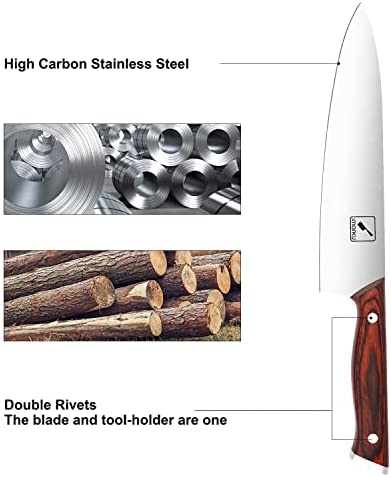 Japanisches Messerset, imarku Professional 16-teiliges Küchenmesserset mit Block, Kochmesserset mit Wetzstahl, deutscher Kohlenstoffstahl