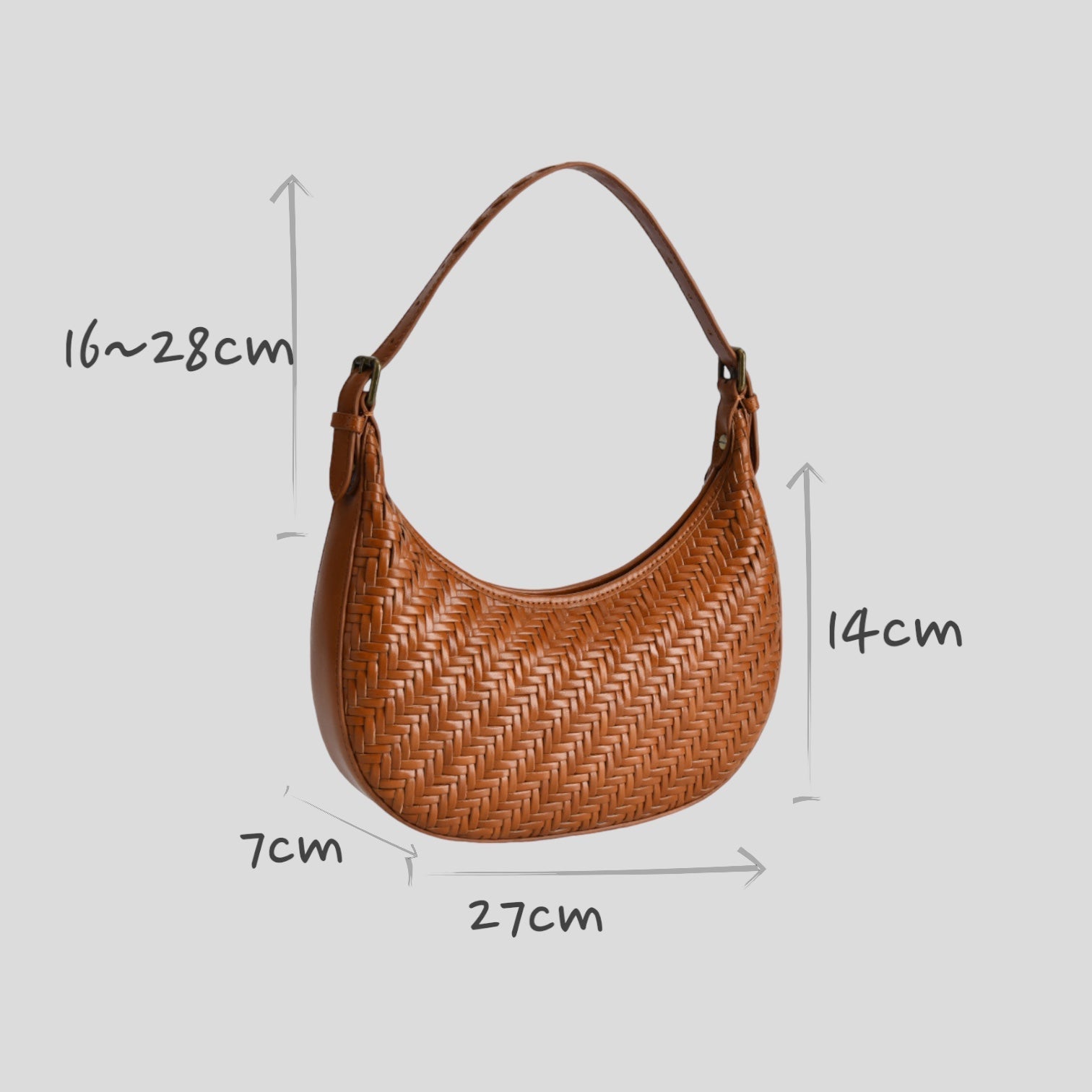 Carmel - Hand Woven Leather Crescent Bag | Brown