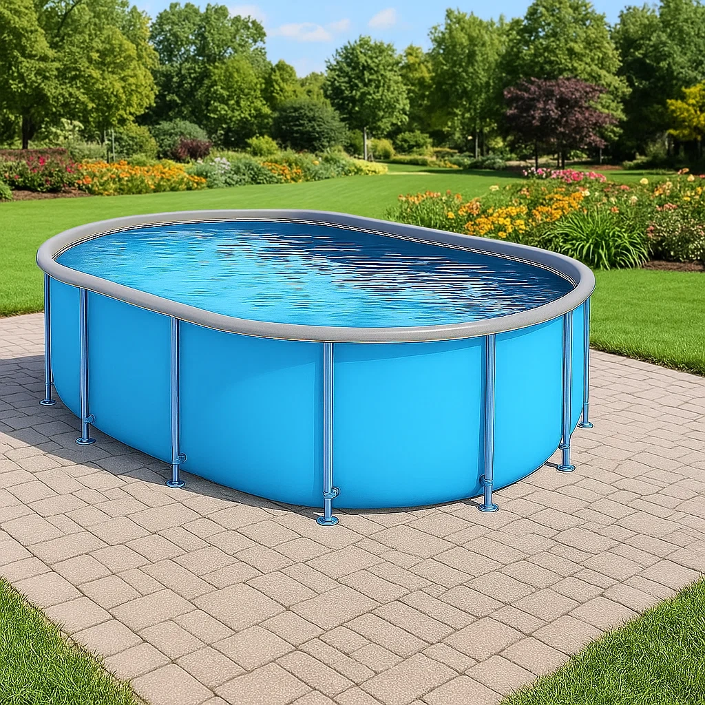 Piscine tubulaire ovale amovible 418 x 243 x 98 cm bleu/gris s VvfMBOV124SU