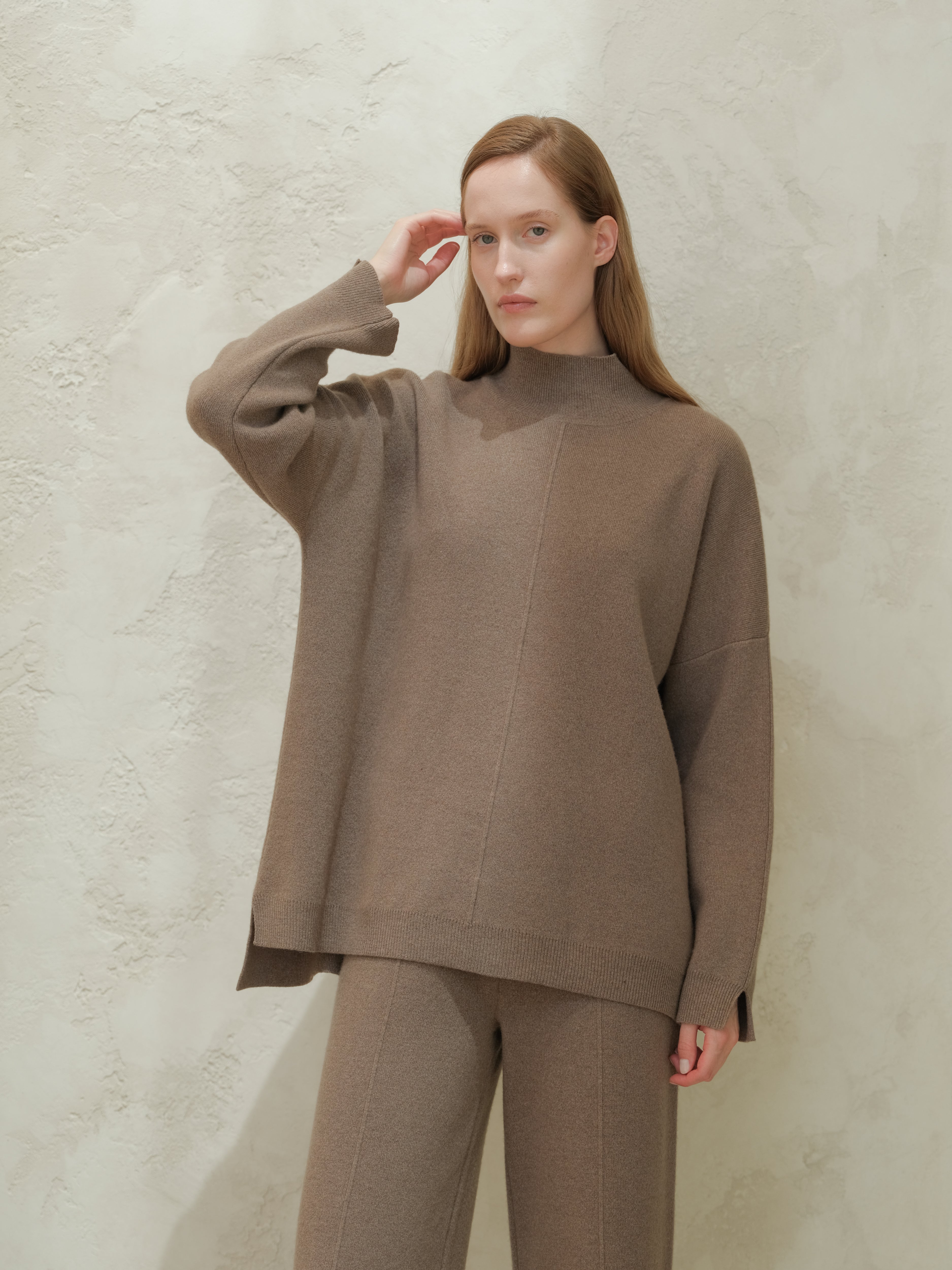 Wool & Cashmere Mix Solid Maxi Turtleneck Sweater