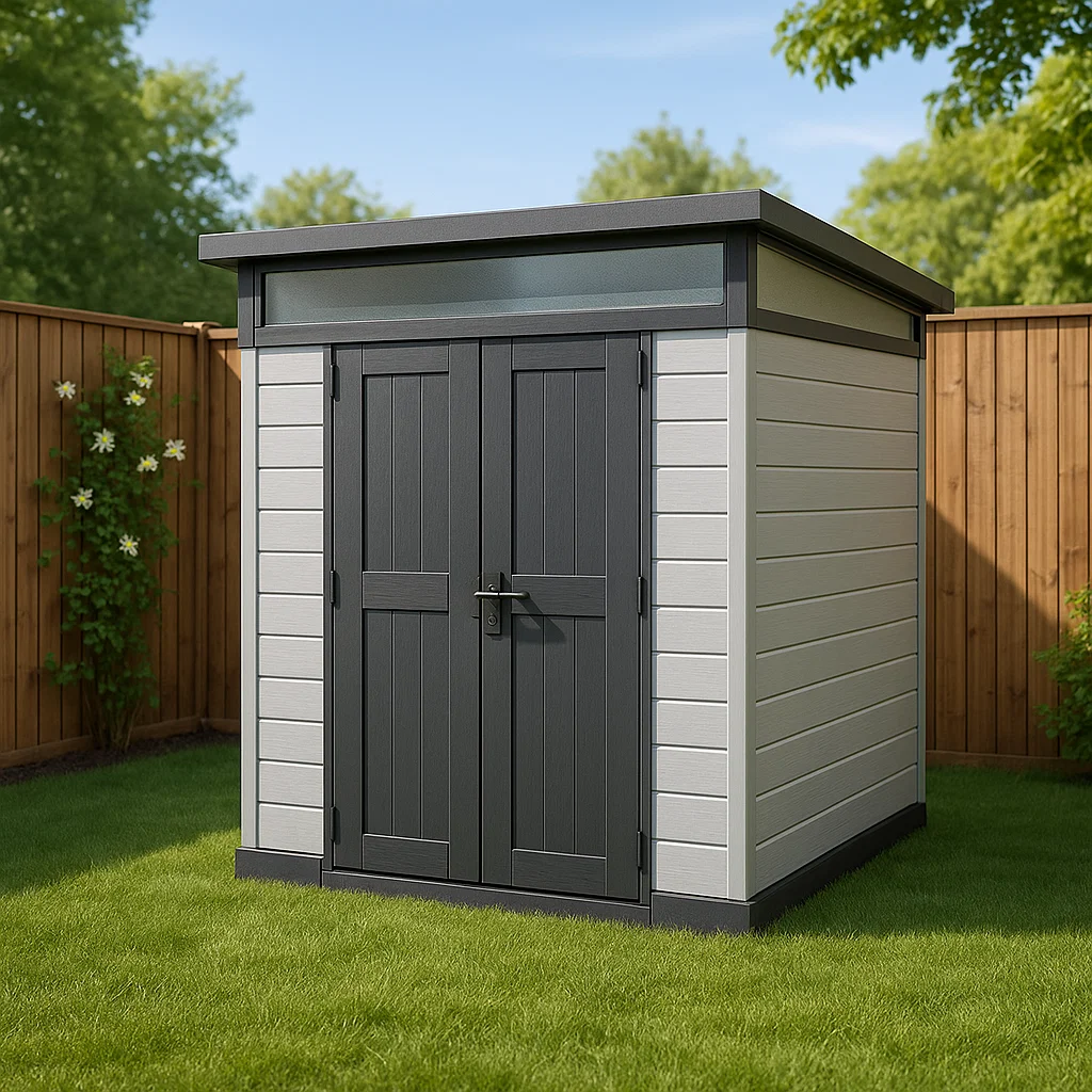 Abri de jardin en acier gris, 175 x 175 x 205 cm, référence onehkcm199ca