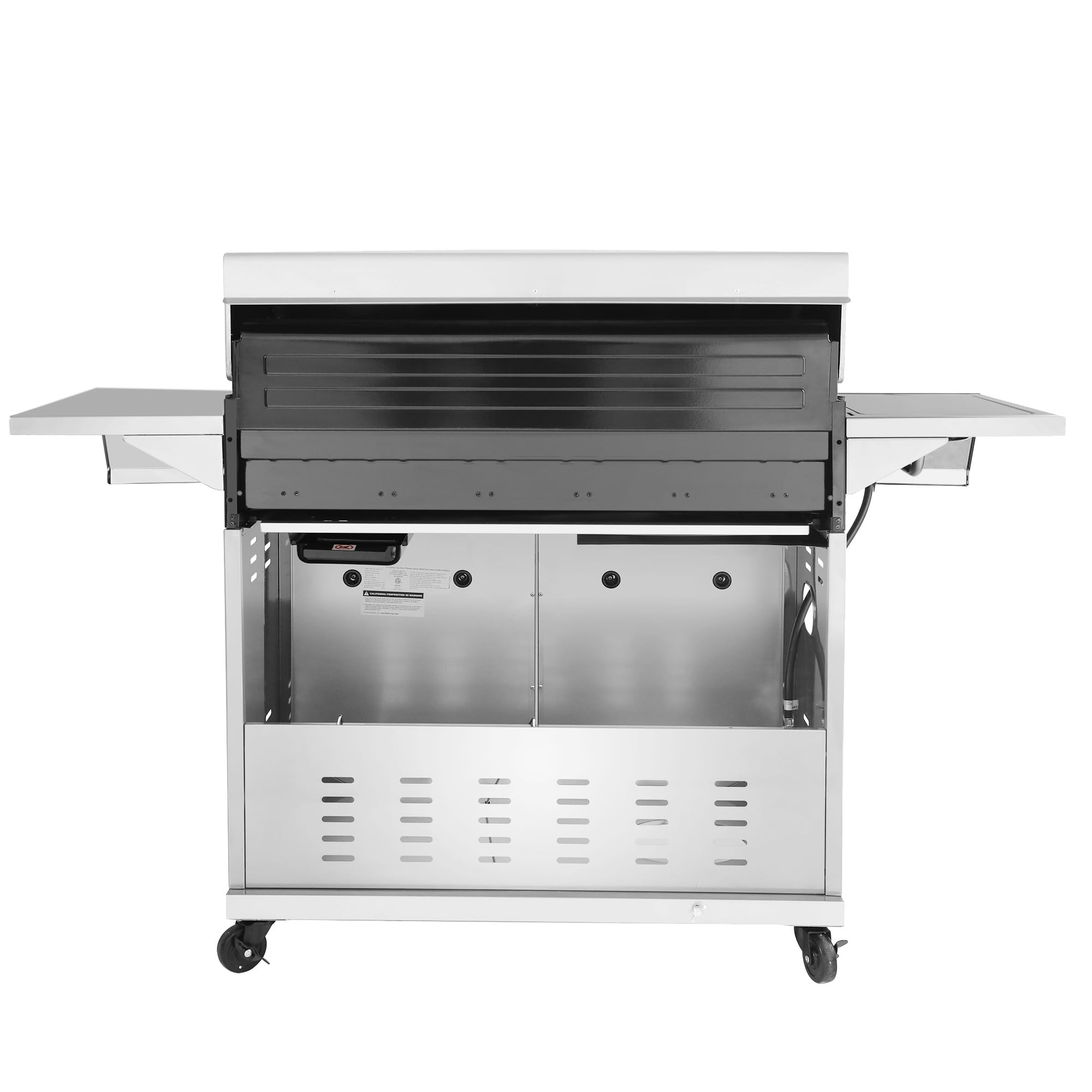 2025 Royal Gourmet GA6402S gasgrill i rustfrit stål. Premier propangrill med 6 brændere, searbrænder og sidebrænder. 74.000 BTU. Skabsstil. Udendørs grill. Sølv.