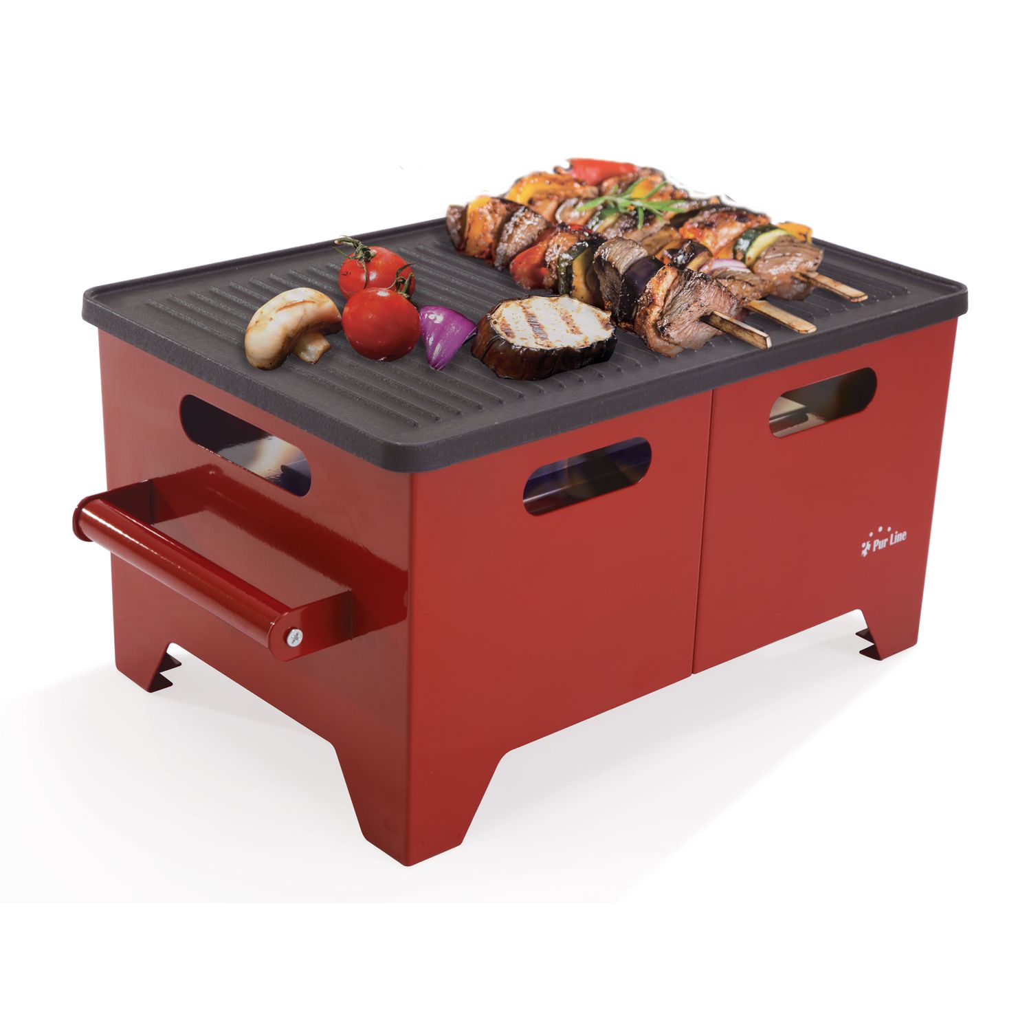 1,2-Liter-Ethanolgrill in schwarzem Stahl und Eisengrillplatte