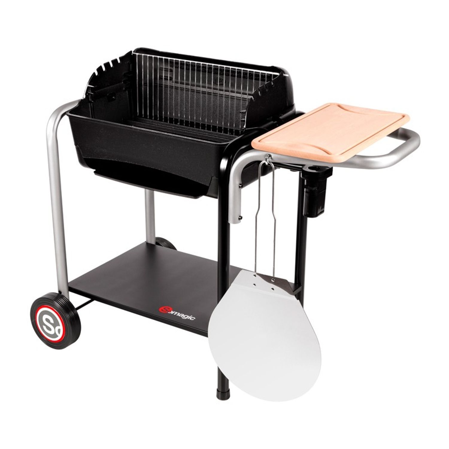 Römischer Holzkohlegrill mit Pizza-Zubereitung