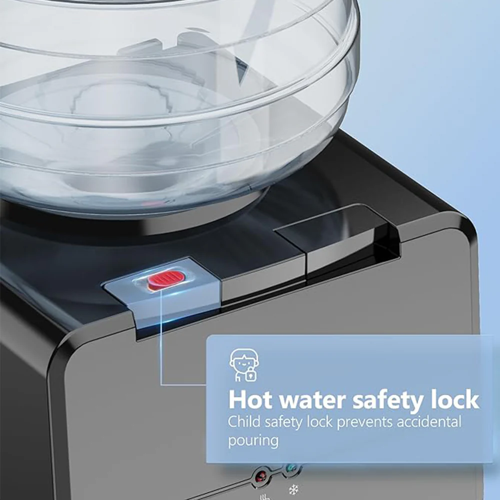 2025 EUHOMY Topbetjent Vanddispenser – Varmt og koldt vand til 3 eller 5 gallon flasker
