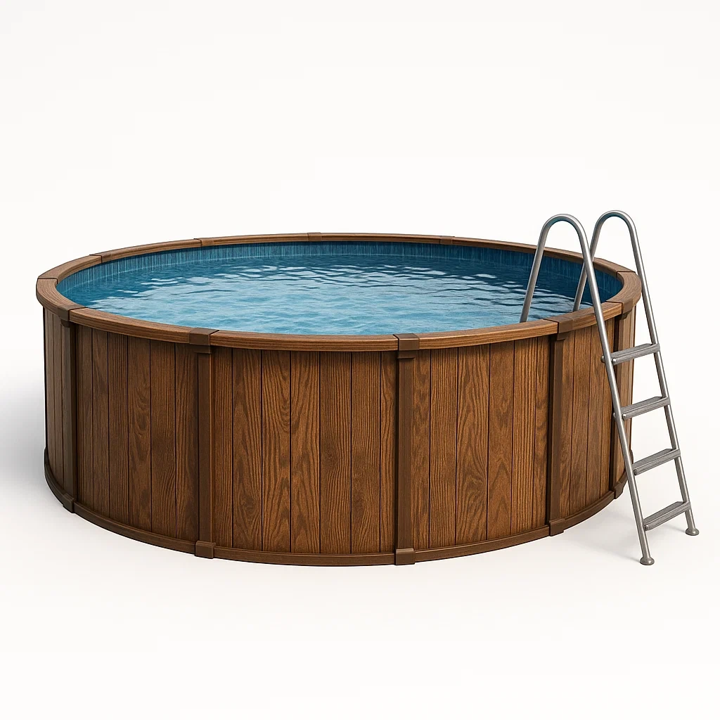 Piscine hors-sol tubulaire ronde 298 x 96 cm, couleur bois, avec filtre et échelle (réf. wiUHvLI236yf)