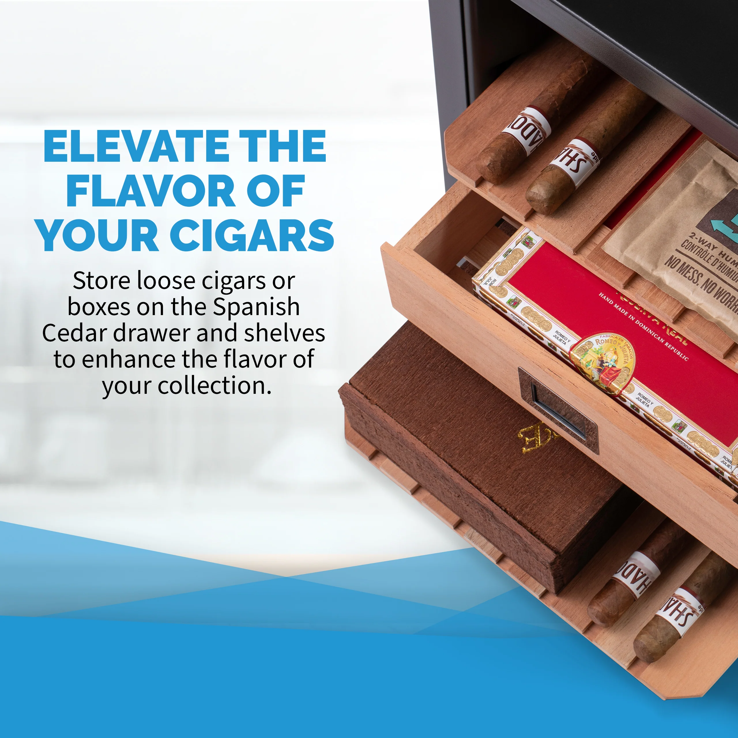 Cave à cigares électrique Newair® 2025 avec Opti-Temp™. Capacité : 250 cigares.