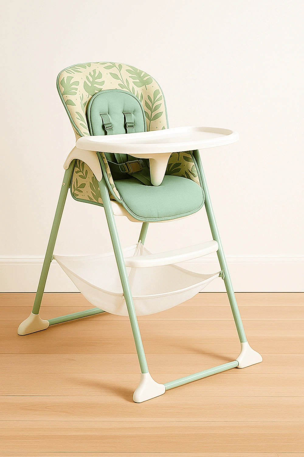 Chaise haute pliante avec tablette amovible, jusqu