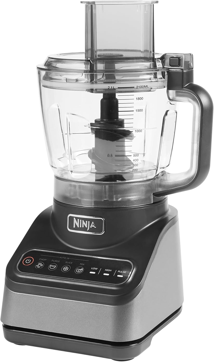 Ninja BN750EU 2-in-1-Standmixer – 1200 W, 3 Automatikprogramme, 4 manuelle Einstellungen, Auto-iQ-Technologie, 2,1-Liter-Behälter und 700-ml-Messbecher, spülmaschinenfeste Teile – Schwarz/Silber