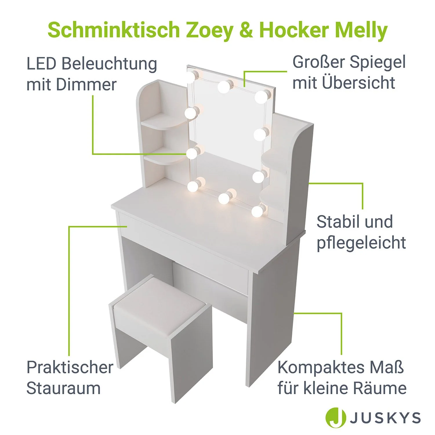 Zoey Schminktisch 2025 mit Melly Hocker