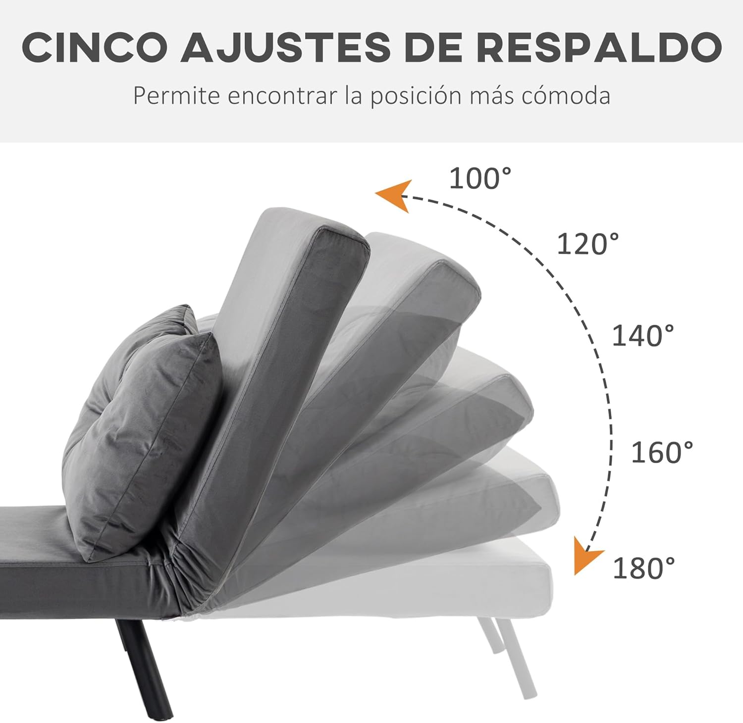 HOMCOM Schlafsofa, 2-Sitzer, Klappsofa, Samtbezug, 5-fach verstellbare Rückenlehne und gepolsterte Kissen, für Büro, Schlafzimmer, Wohnzimmer, 102 x 73 x 81 cm, Beige