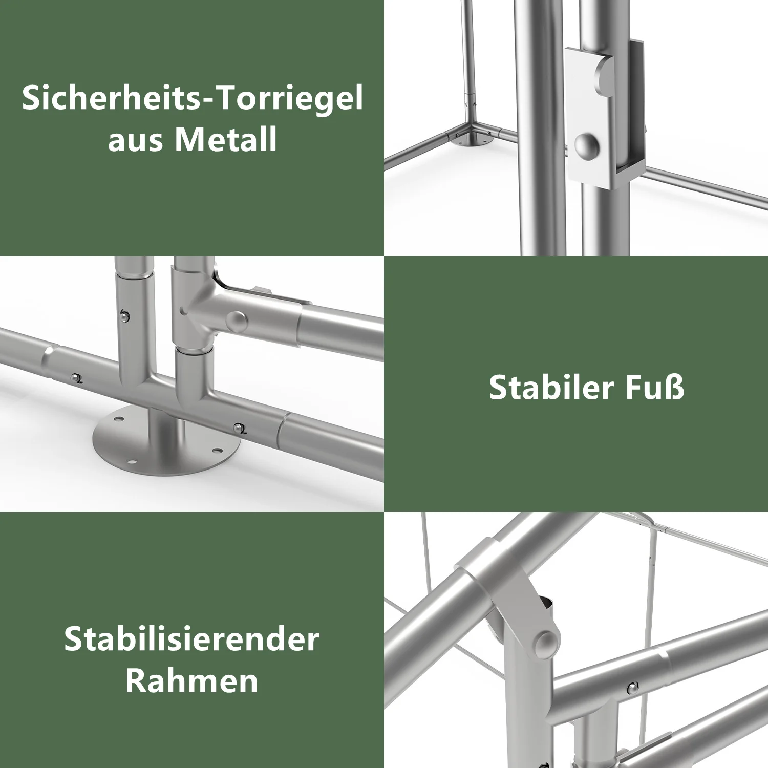Sonnewelt 2025 Metall-Hühnerstall mit Markise, 3 x 3 x 2 m