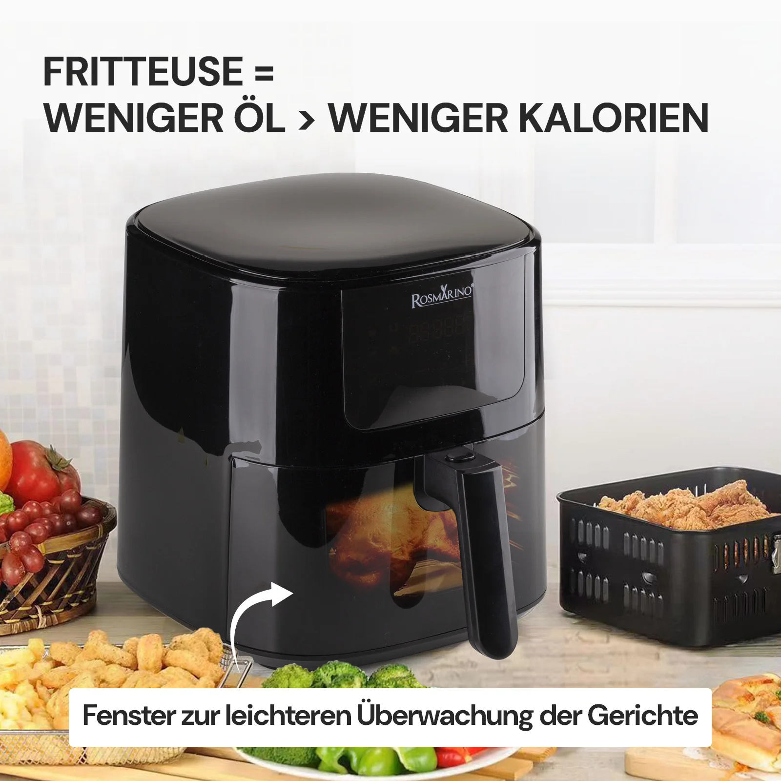 Rosmarino Infinity Vision XL Heißluftfritteuse (Modelljahr 2025) – 5 l