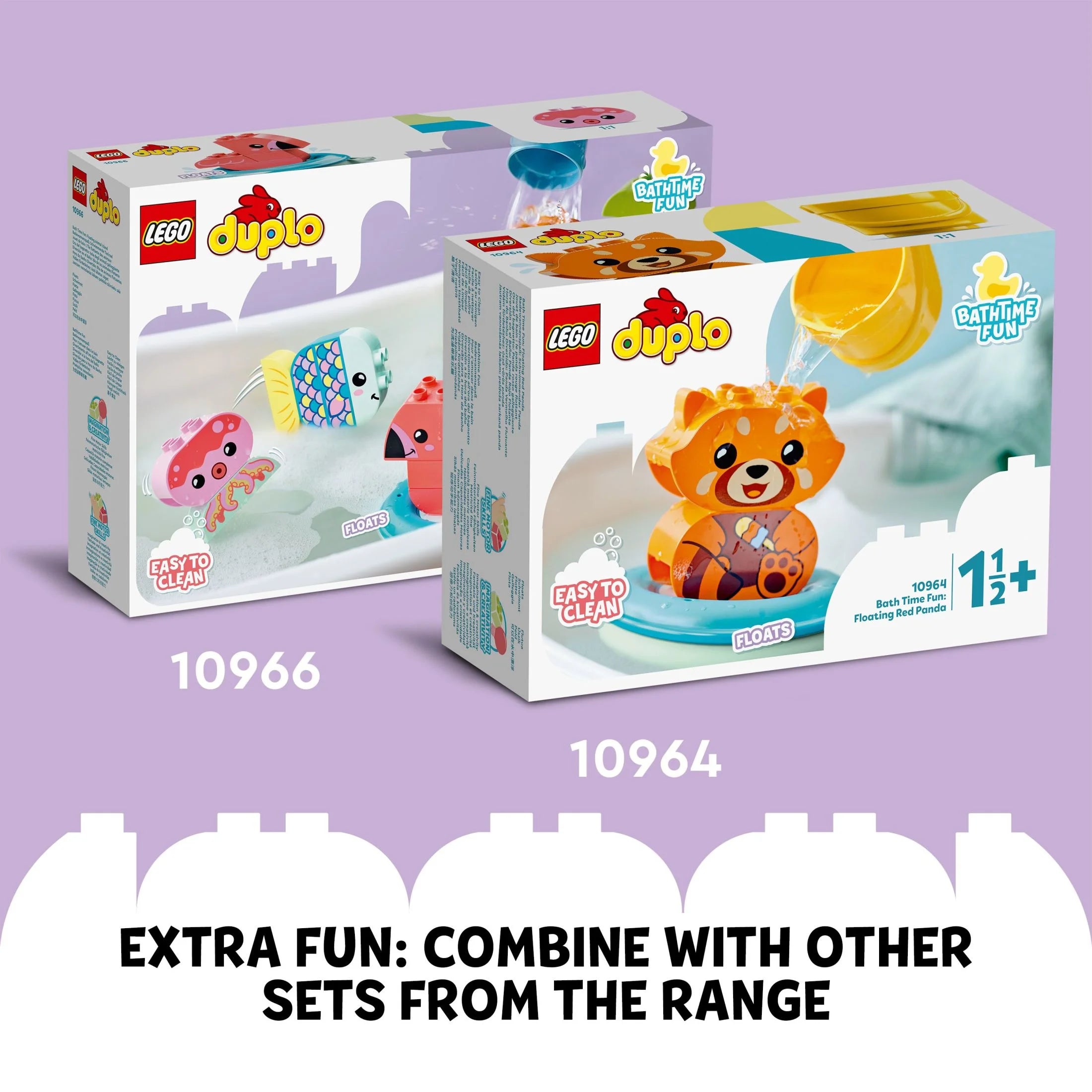 LEGO DUPLO 10965 – Badespaß mit schwimmendem Tierzug, Wasserspielzeug für Babys und Kleinkinder von 1,5 bis 3 Jahren mit Ente, Nilpferd und Eisbär, leicht zu reinigen, tolles Badespielzeug