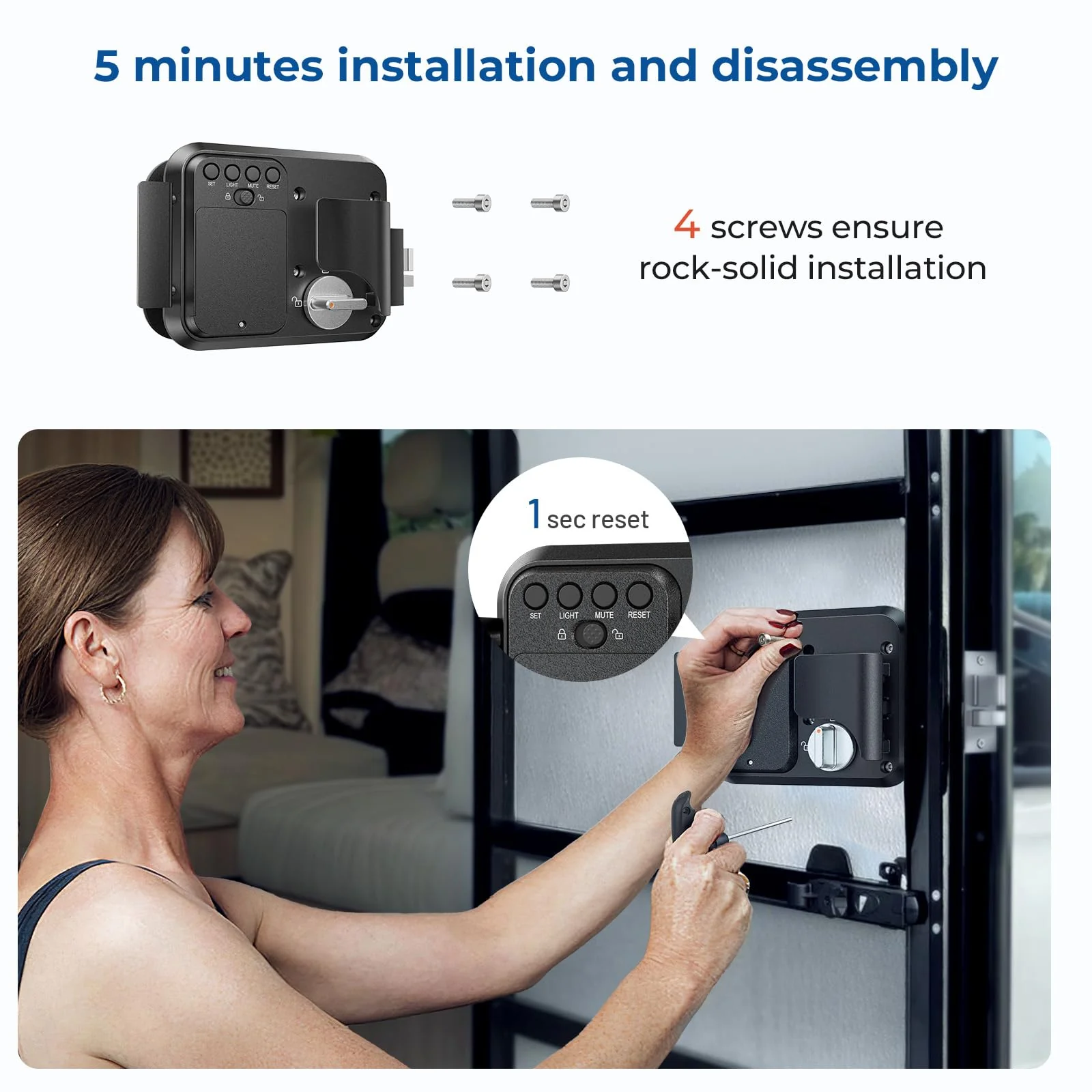 2025 ONNAIS RV dørlås udskiftning med adgangskode og fjernbetjening