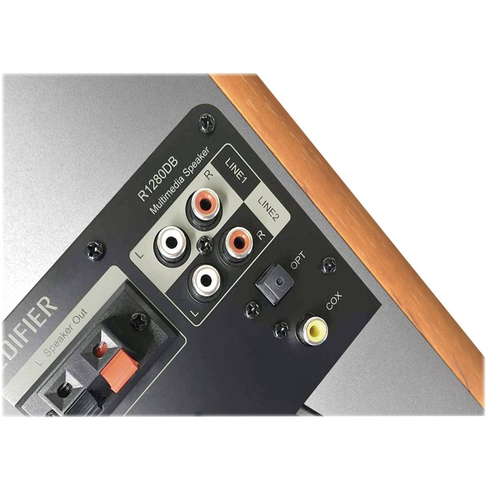 Edifier - Enceintes bibliothèque actives Bluetooth R1280DB, enceintes d'ordinateur - 42 W RMS, entrée optique - Moniteurs de studio sans fil - Marron