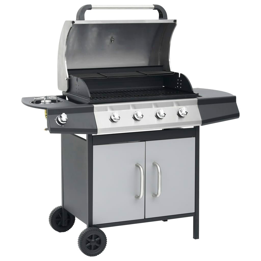 Vidaxl Gasgrill mit 4+1 Brennern, Schwarz und Silber