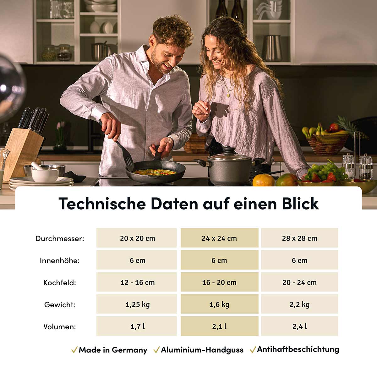 2025 Quadratische Bratpfannen 20-28 cm mit optionalem Deckel