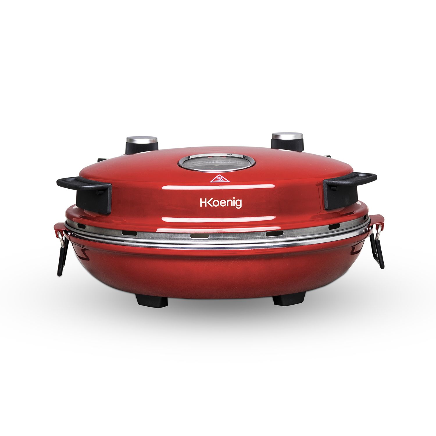 H.koenig Napl350 Pizzaofen, 1200 W, 32 cm Durchmesser, bis 350 °C, Keramikstein, Rot