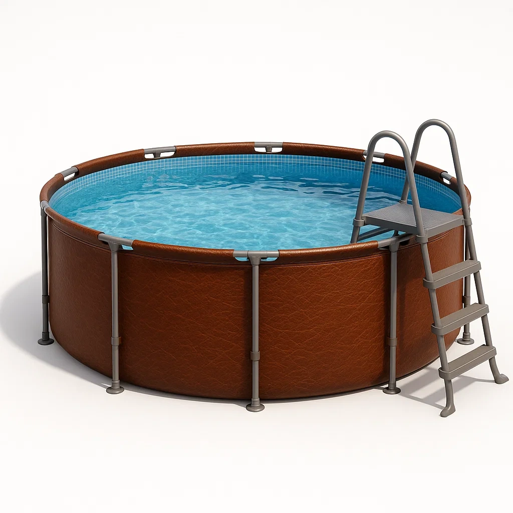 Piscine tubulaire ronde amovible 358 x 98 cm couleur bois avec filtre et échelle cskiaQE270ie