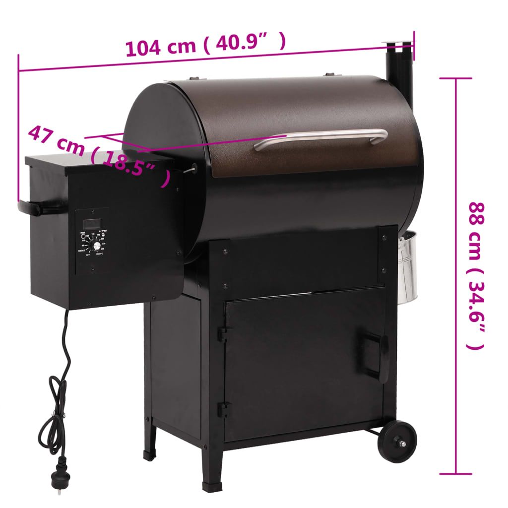 Pelletgrill mit Kamin, Schwarzguss, 104 cm, Vidaxl