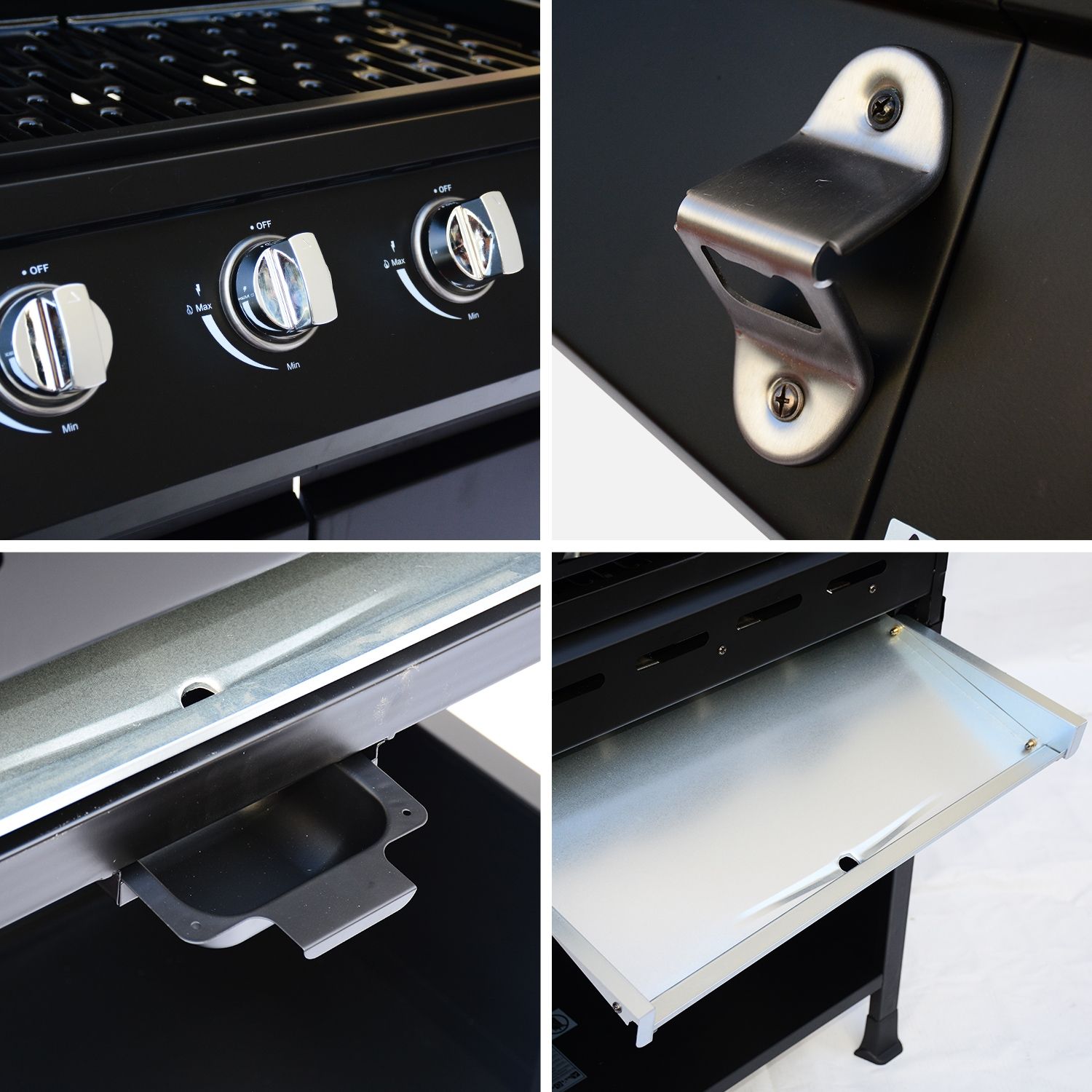 Gasgrill - Treville 4 Schwarz - 4 Brenner + 1 Kochfeld