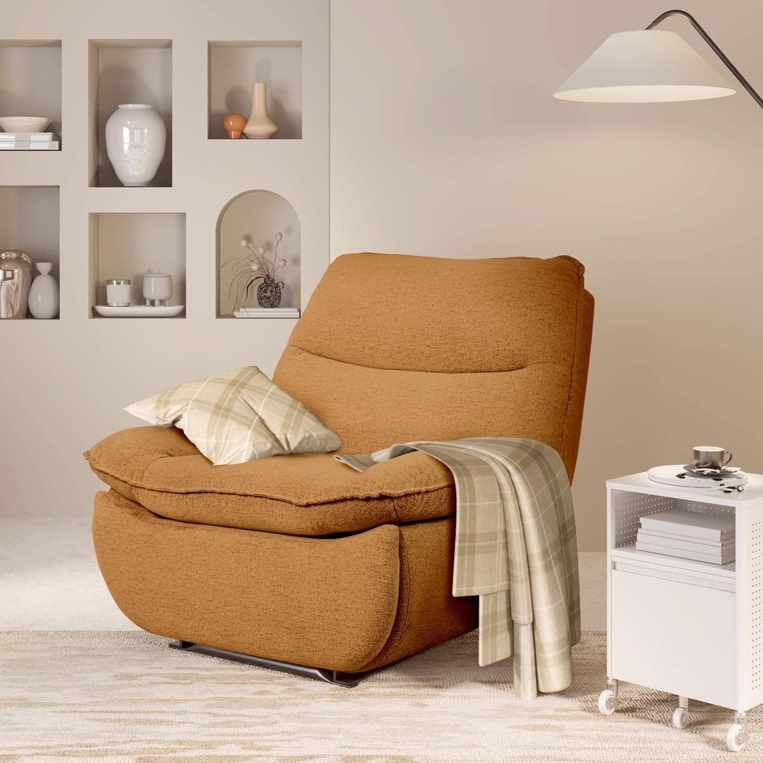 FLEXISPOT XC6 Relaxsessel, Drehsofa mit Wippfunktion, TV-Sessel mit verstellbarer Rückenlehne, Liegesessel für Schlafzimmer, Wohnzimmer und Heimkino (Beige)
