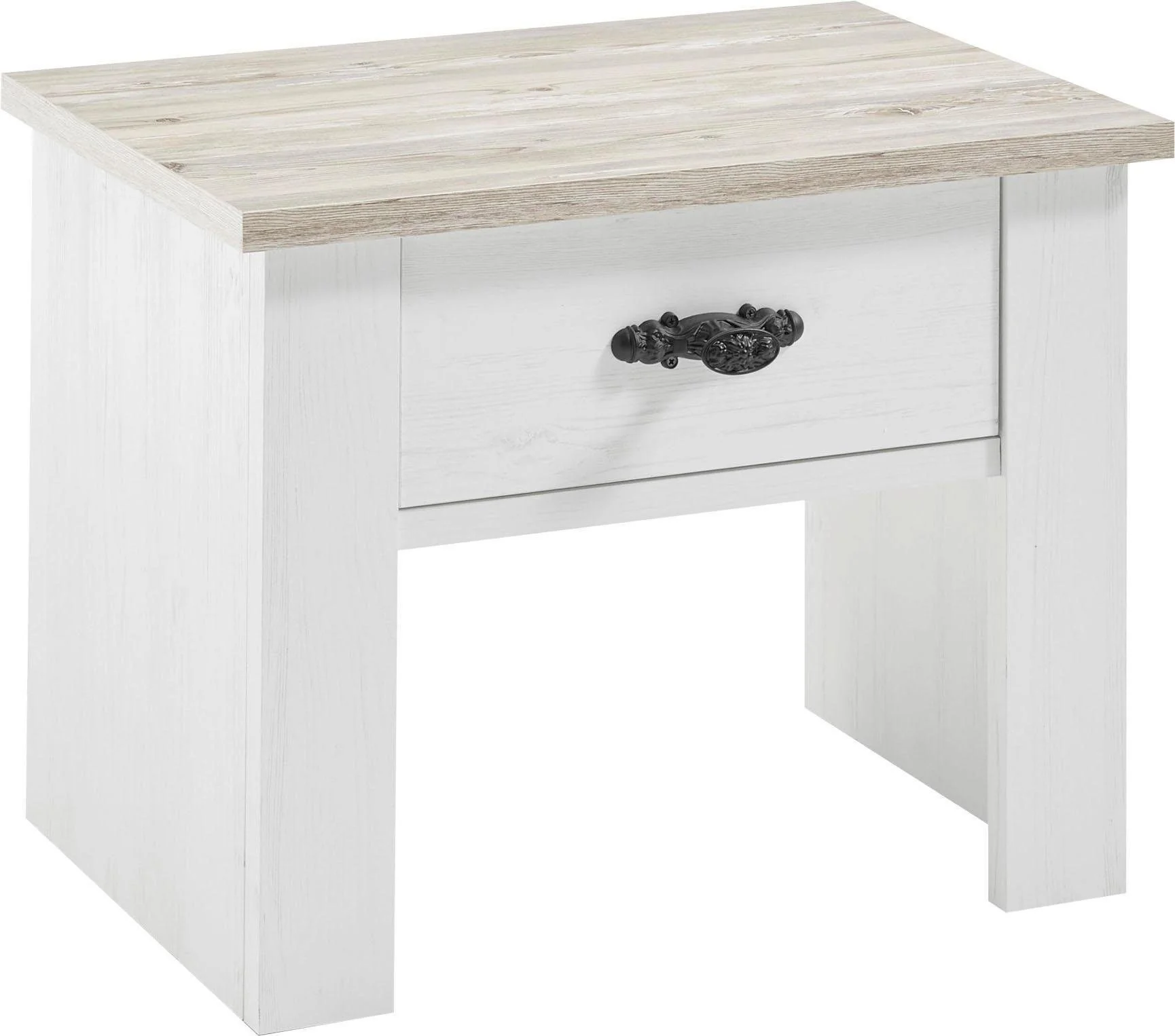 Nachttisch Florenz, weiß, in Holzoptik, 1 Schublade, 58 cm breit
