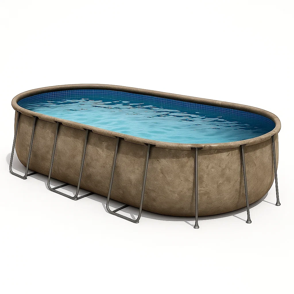 Piscine tubulaire ovale 472 x 286 x 104 cm, coloris marron/bleu, idéale pour adultes rAWwUnZ158Hj