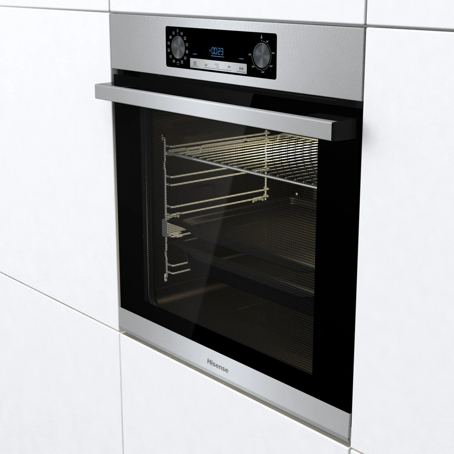 Hisense BSA65226AX Multifunktionsbackofen, 3,5 kW, 77 l, Klapptür, 9 Kochfunktionen, Energieeffizienzklasse A – Grau