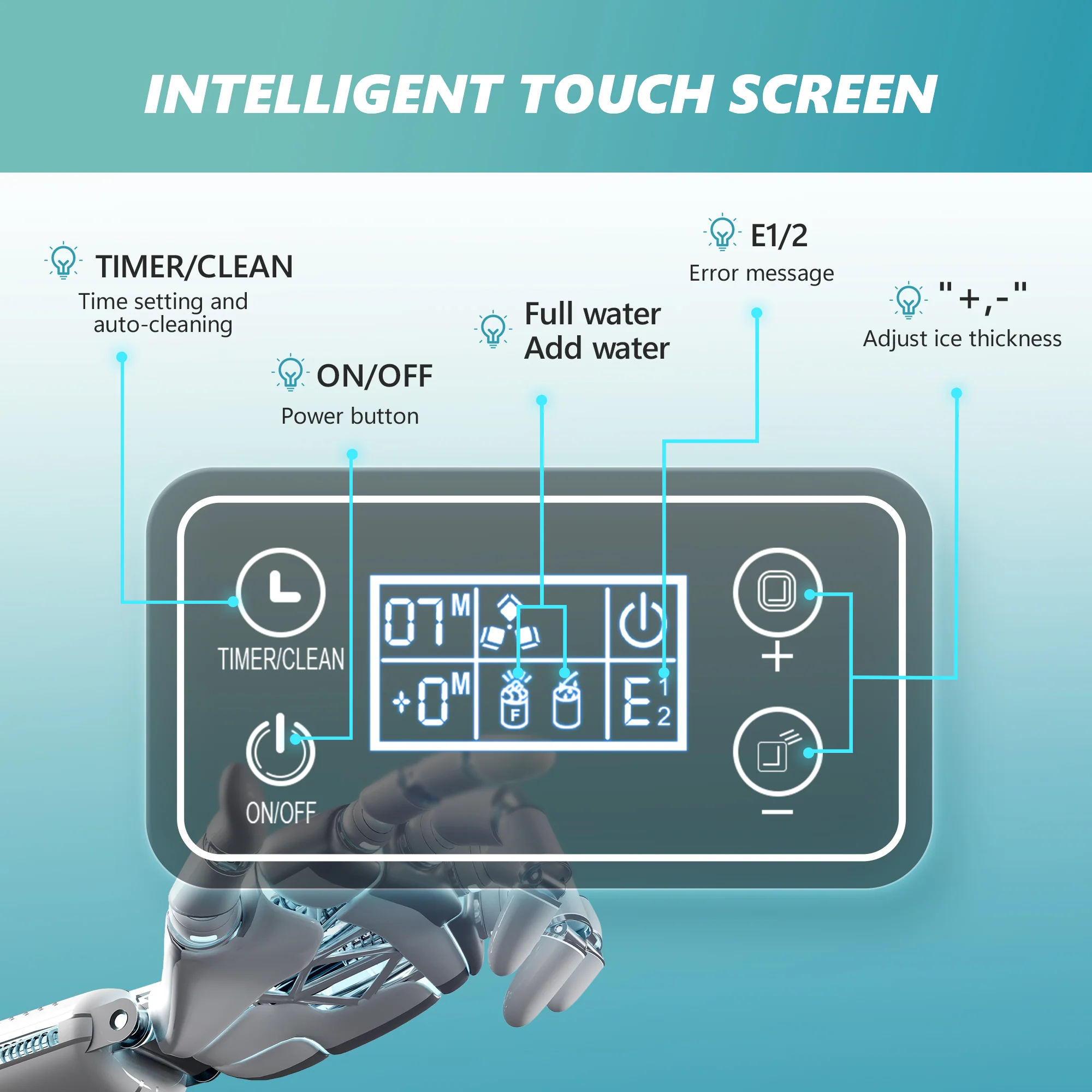 2025 EUHOMY 14-kubes kompakt ismaskine – justerbar istykkelse med vandtank