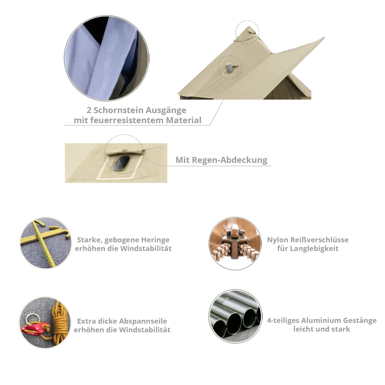 KingCamp Khan 500 (Modelljahr 2025) – Geräumiges 8-Personen-Tipi-Zelt aus technischem Baumwollmischgewebe. Flexible Belüftung und schneller Aufbau.