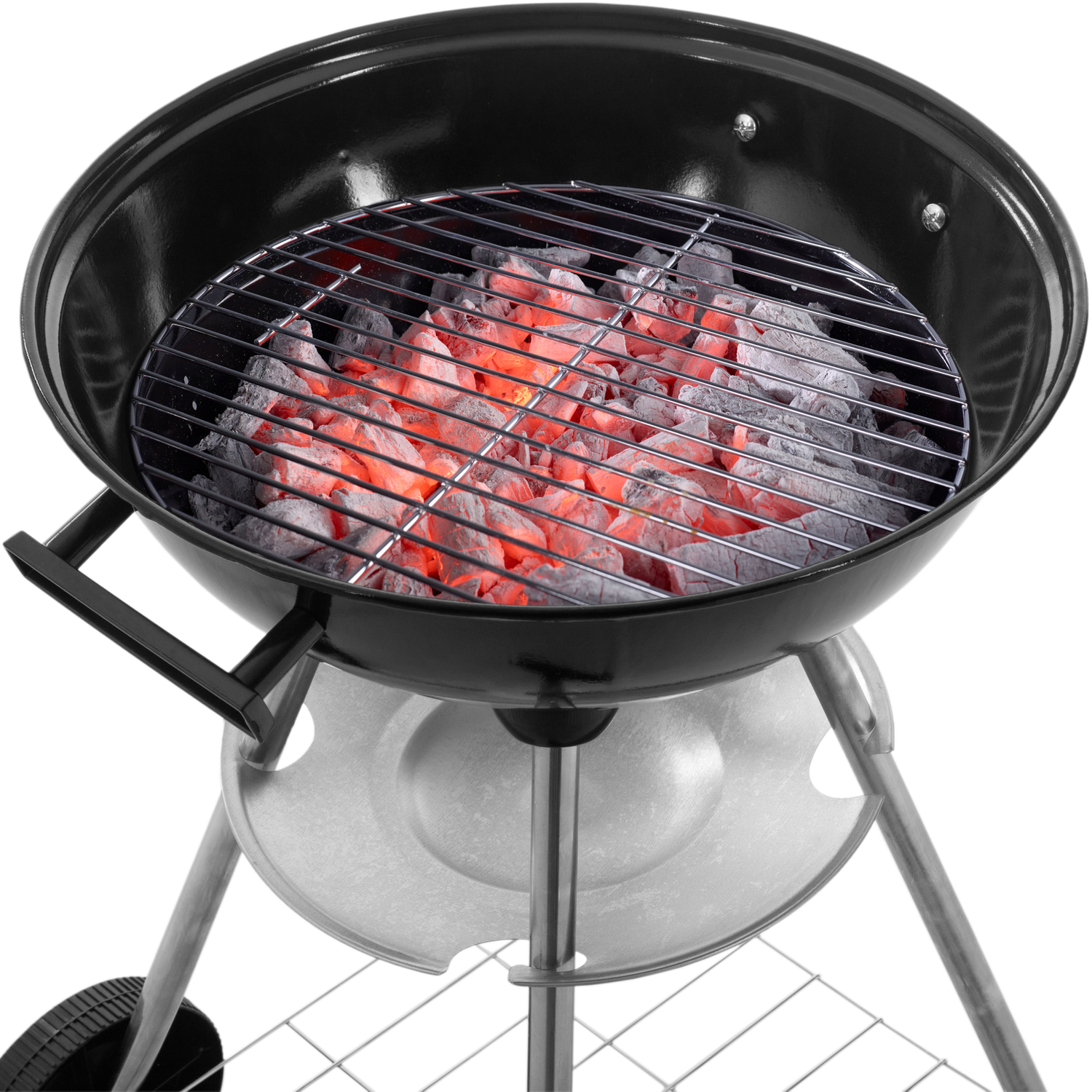 Primematik - 41x70cm Runder Holzkohlegrill mit Deckel und Rädern BBQ Grill für Garten und Camping Kh51000