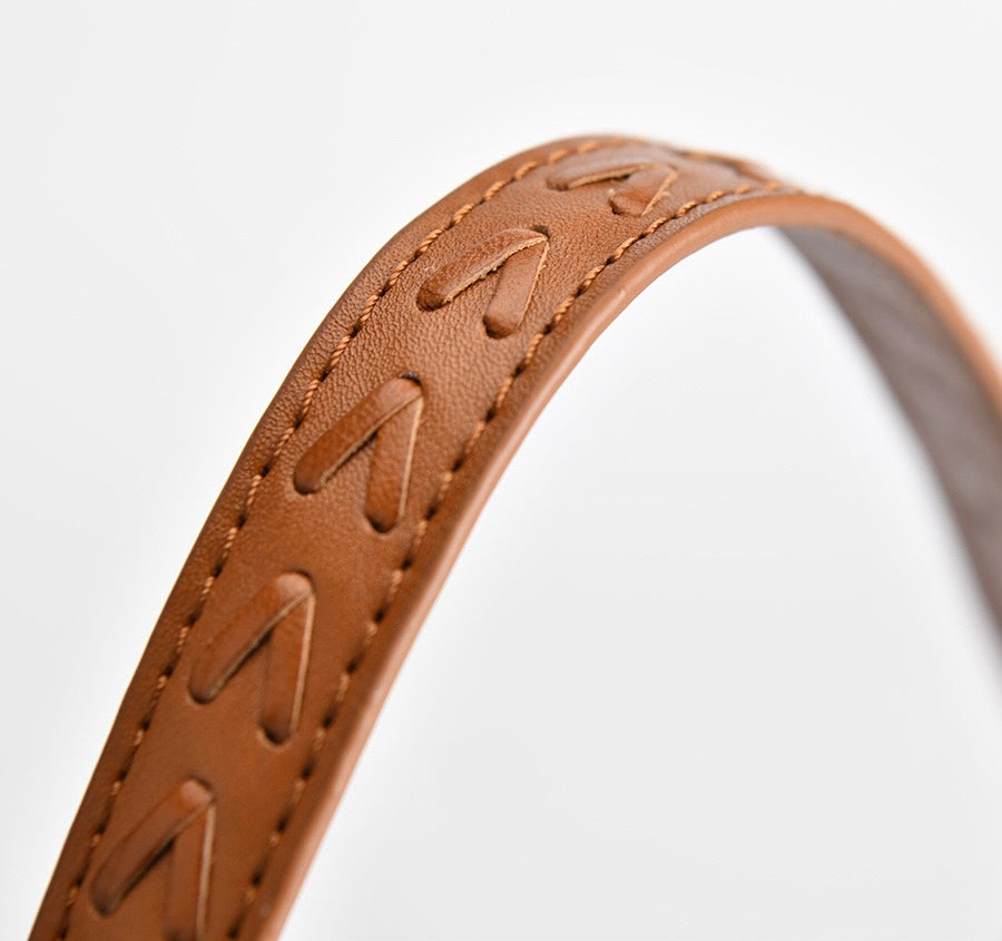 Carmel - Hand Woven Leather Crescent Bag | Brown