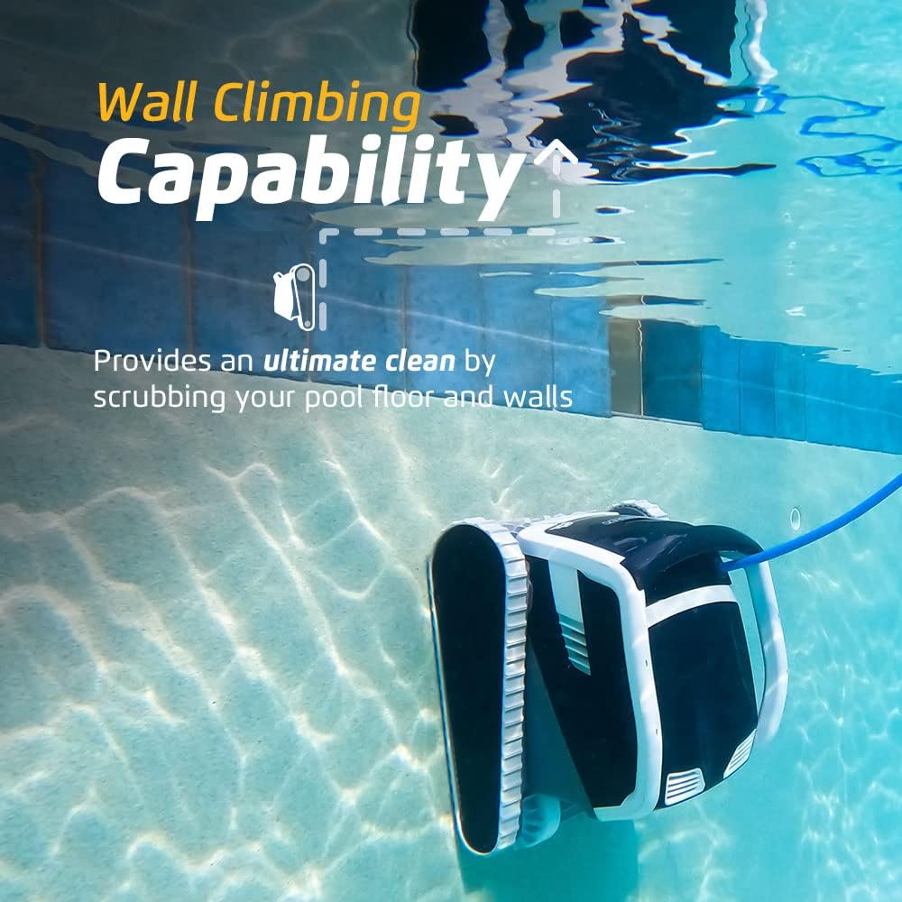 Robot nettoyeur de piscine 2025 pour piscines jusqu'à 9 mètres – Brosse de nettoyage et filtres à chargement par le haut