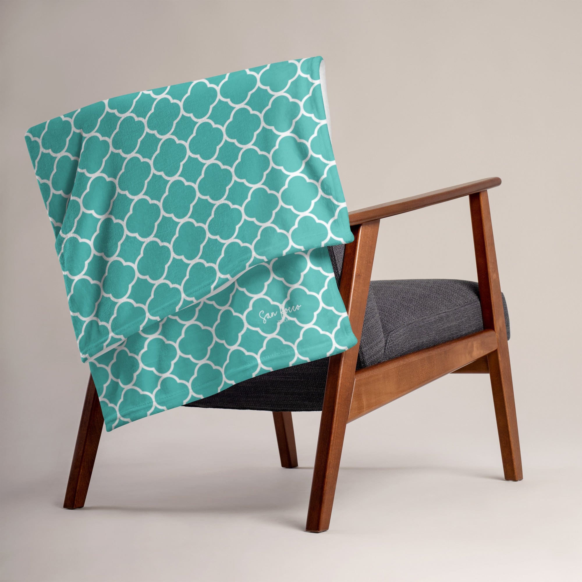 Turquoise Quatrefoil Throw Blanket