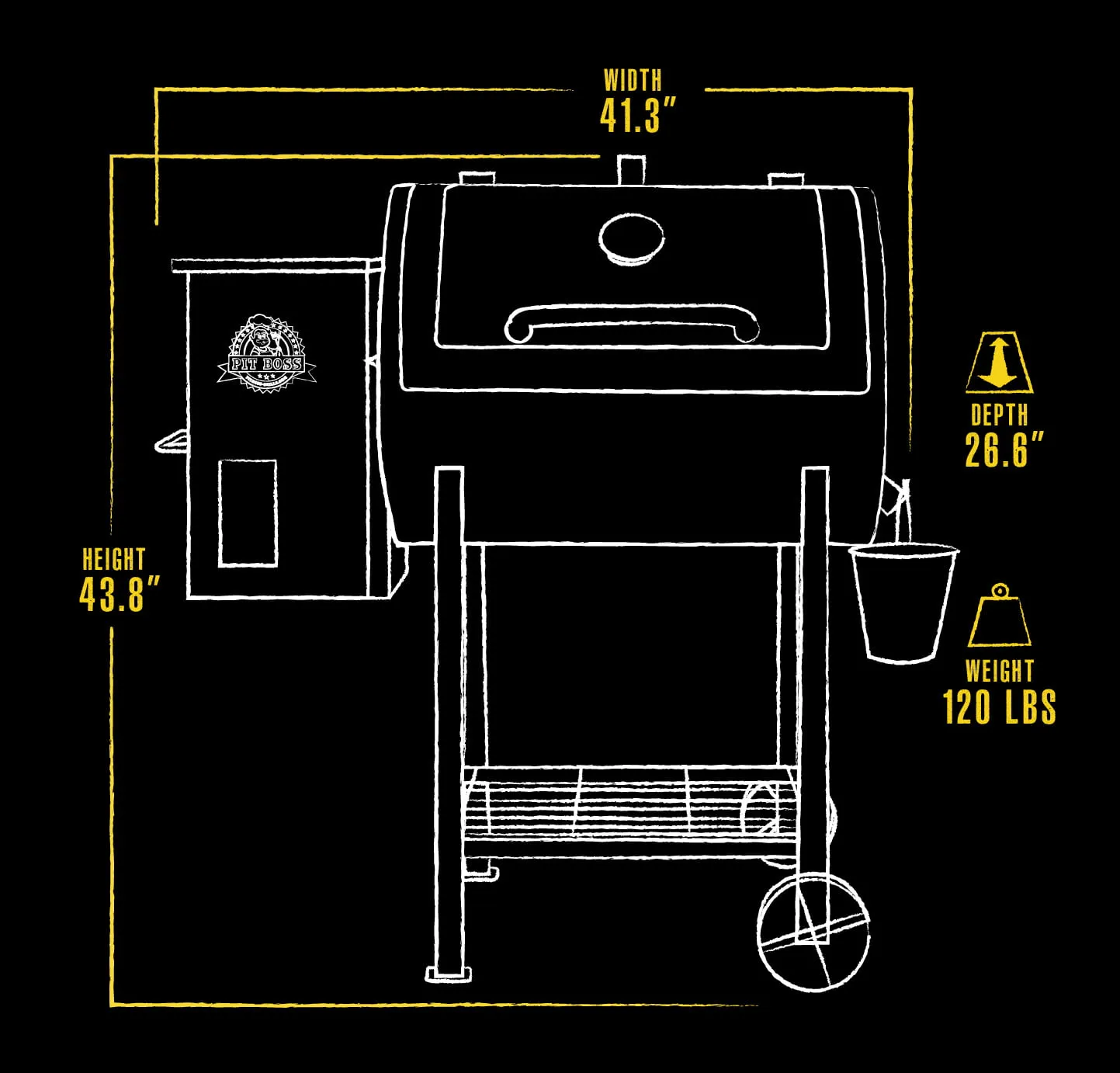 Pit Boss 700FB træpillegrill med flammebrænder. 700 kvadrattommer kogeflade.