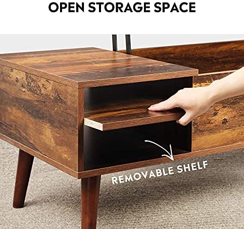 WLIVE Couchtisch mit Hubtischplatte, verstecktem Fach und verstellbarer Ablagefläche